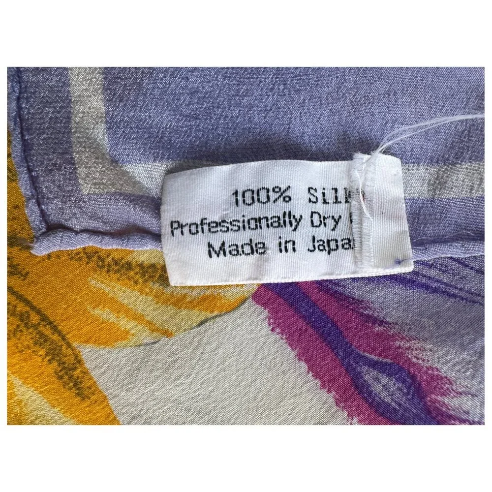 Talbots Silk Floral Scarf Lavender Border Made in Japan 34x35 Vintage - Picture 5 of 6